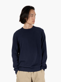 Navy Cotton Crewneck Sweater