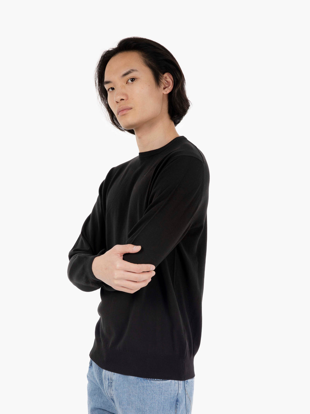 Maglione girocollo in cotone nero