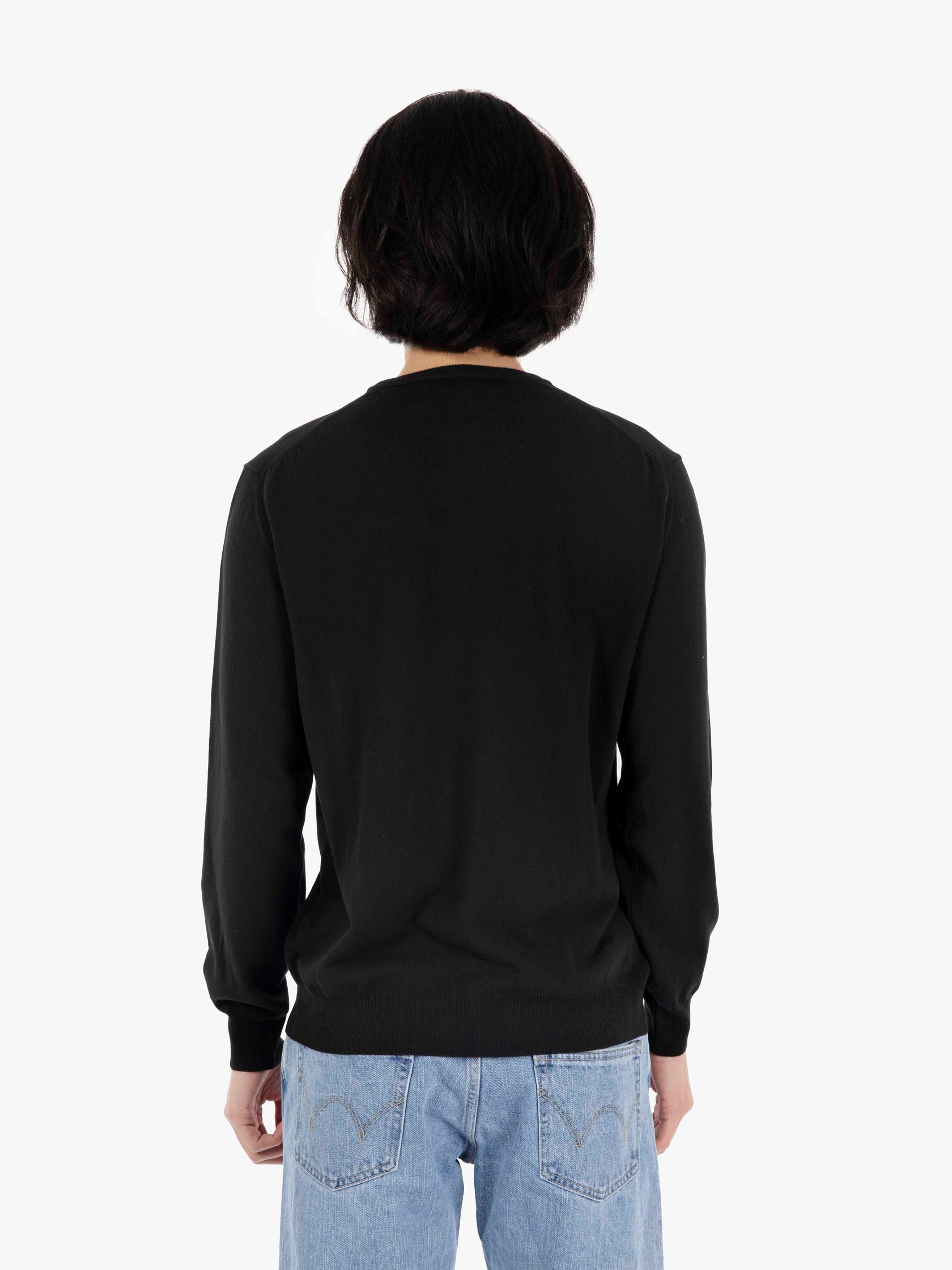 Maglione girocollo in cotone nero