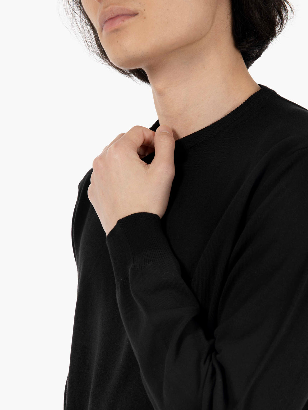 Maglione girocollo in cotone nero