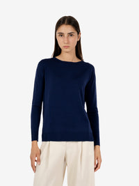 Maglione girocollo in lana blu navy