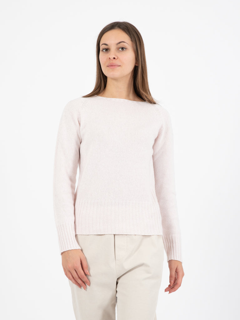 STIMM - Maglione girocollo in lana crop rosa
