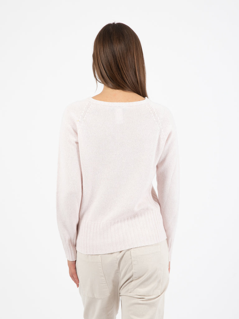 STIMM - Maglione girocollo in lana crop rosa