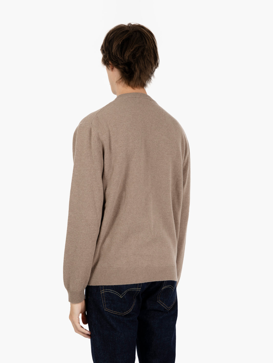 Maglione girocollo in lana e cashmere sabbia