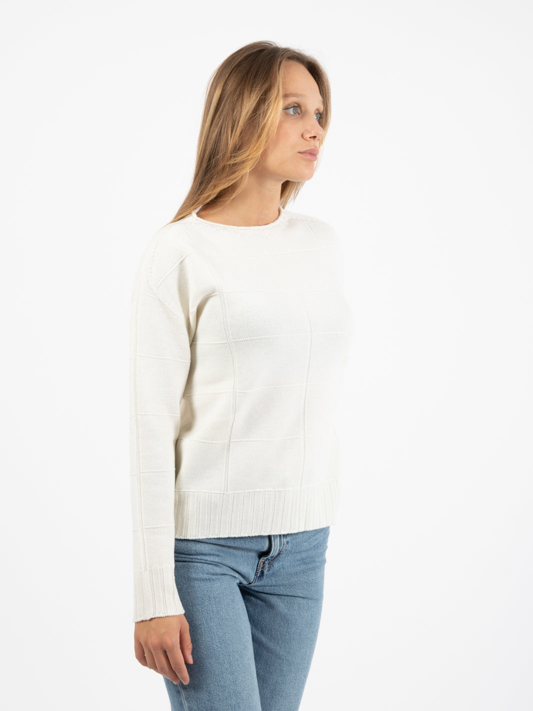 Ecru wool crewneck sweater
