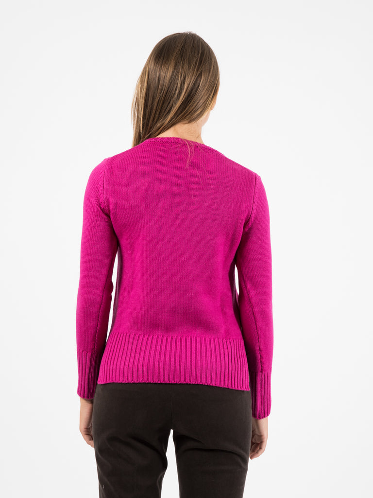 STIMM - Maglione girocollo in lana fuxia