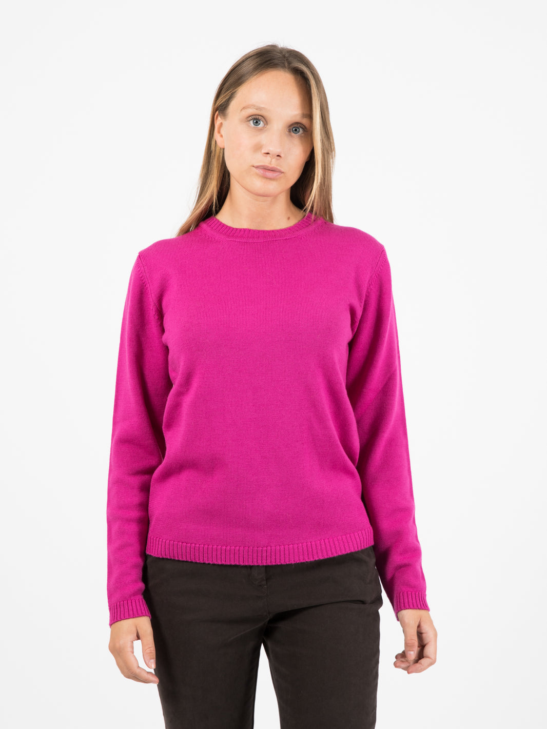 Magenta wool crewneck sweater
