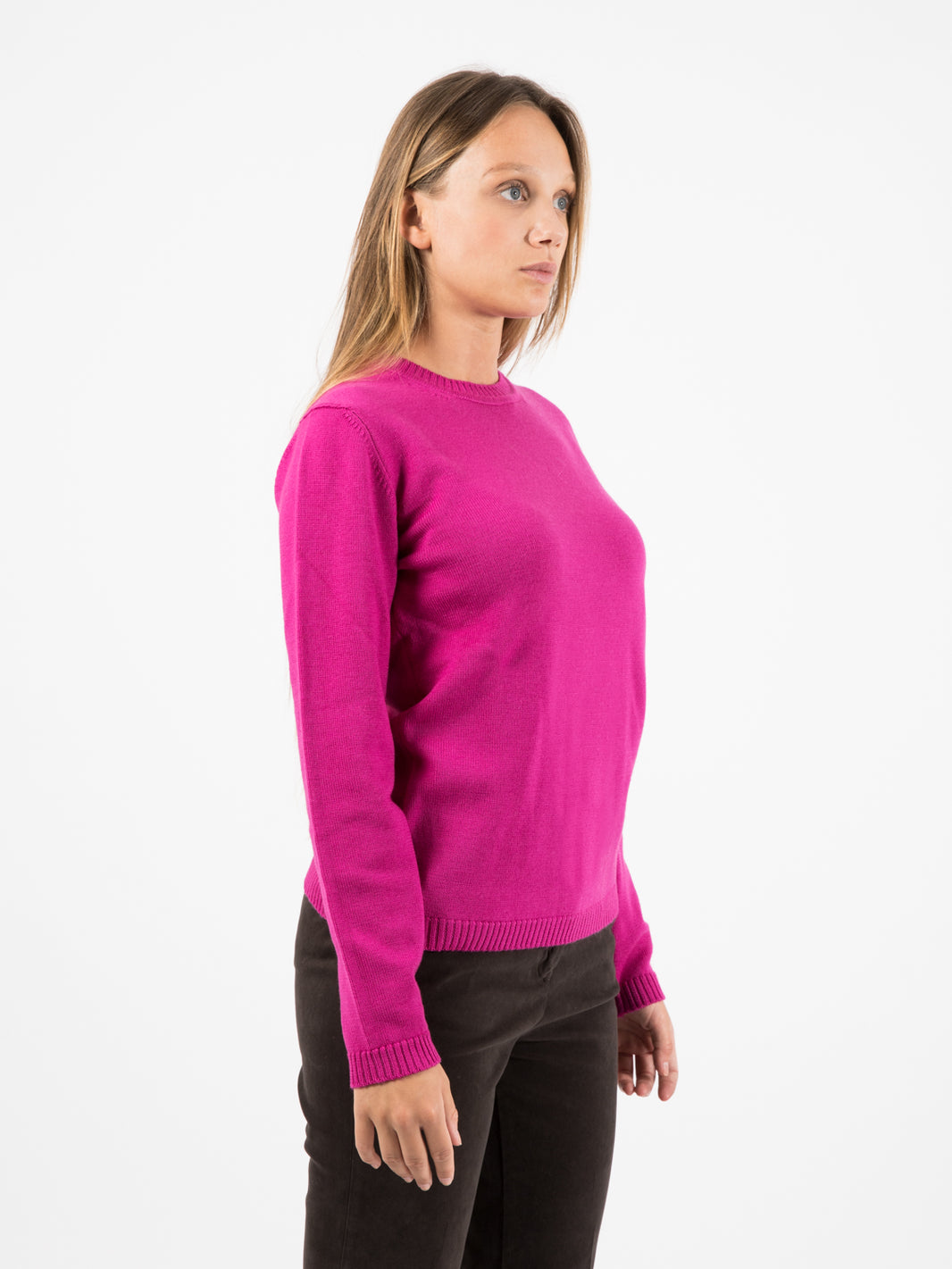 Magenta wool crewneck sweater