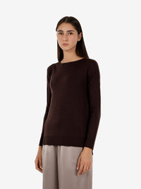 Maglione girocollo in lana moro