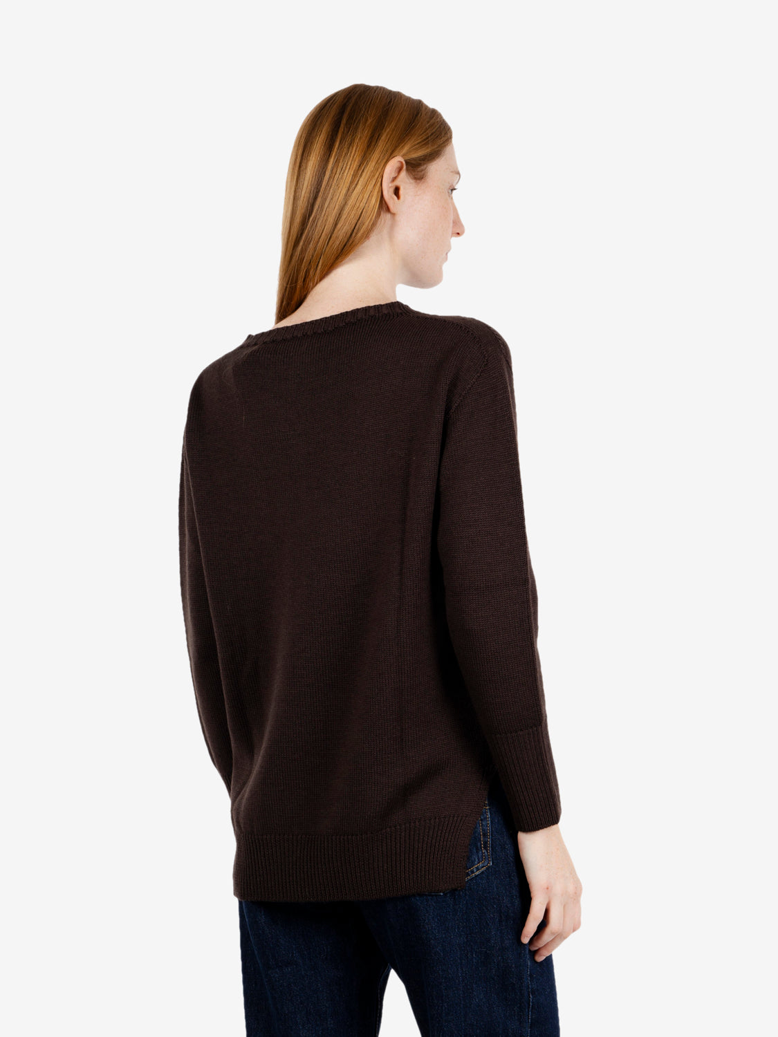 Maglione girocollo in lana moro