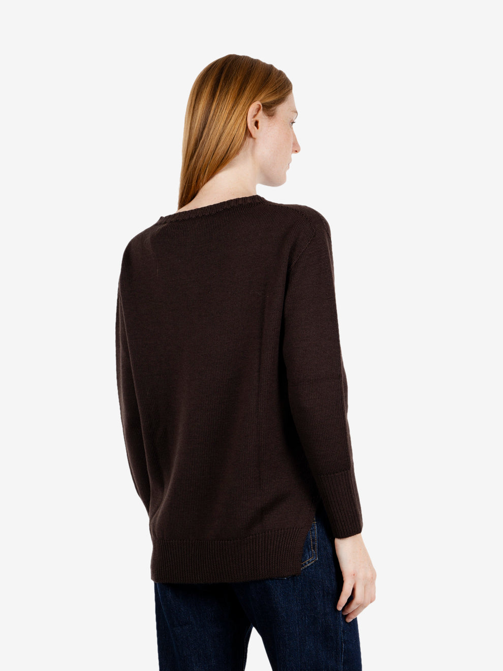 Maglione girocollo in lana moro