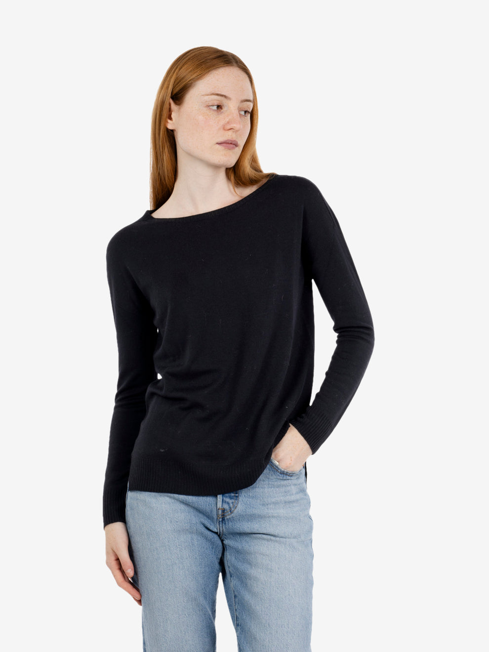Maglione girocollo in lana nero