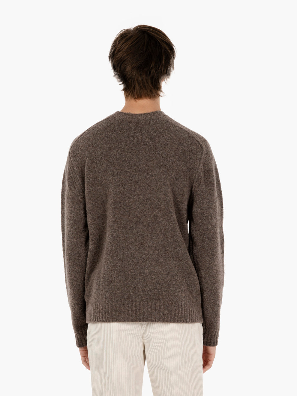 Maglione girocollo in misto lana castagna