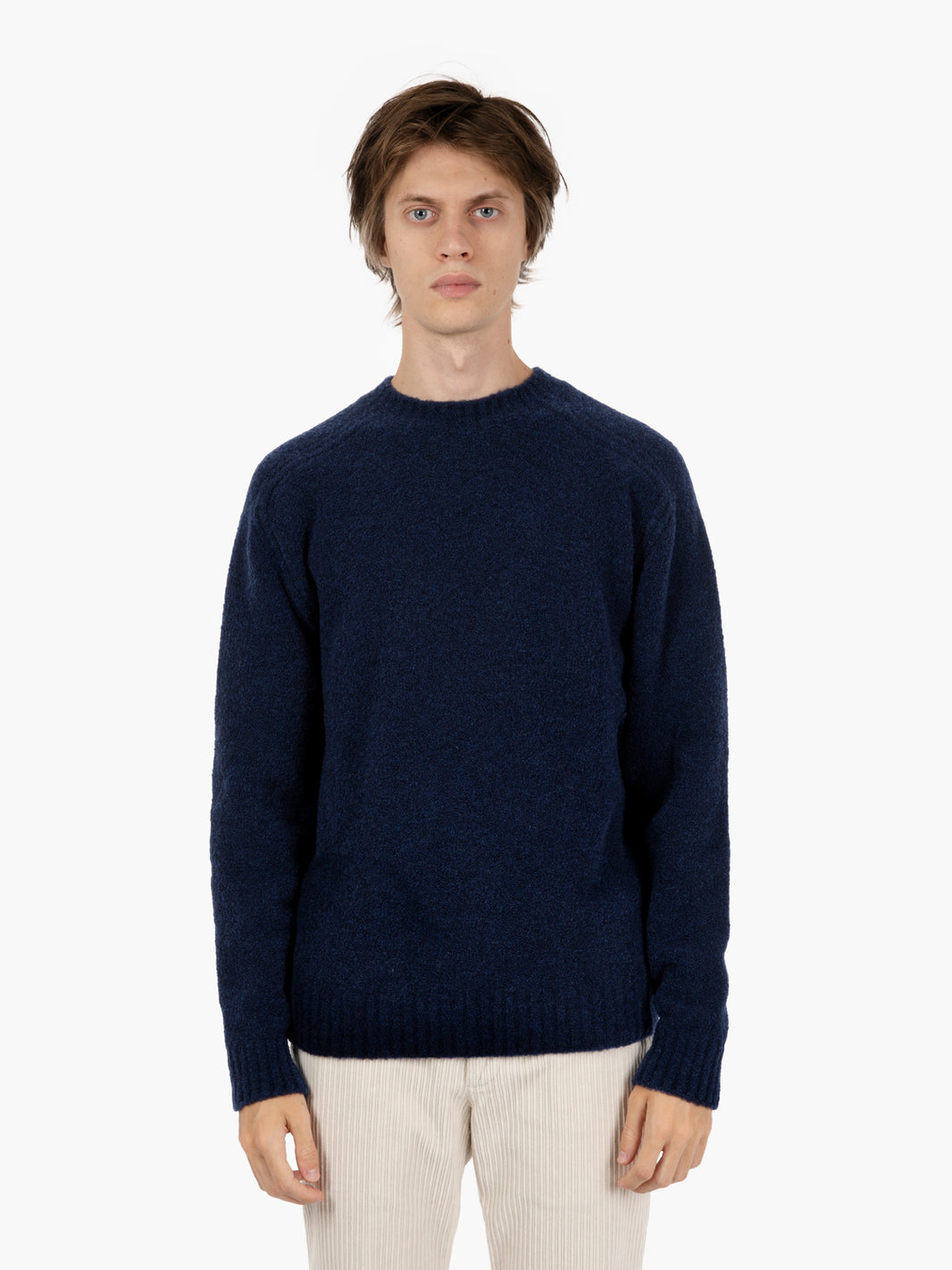 Maglione girocollo in misto lana navy