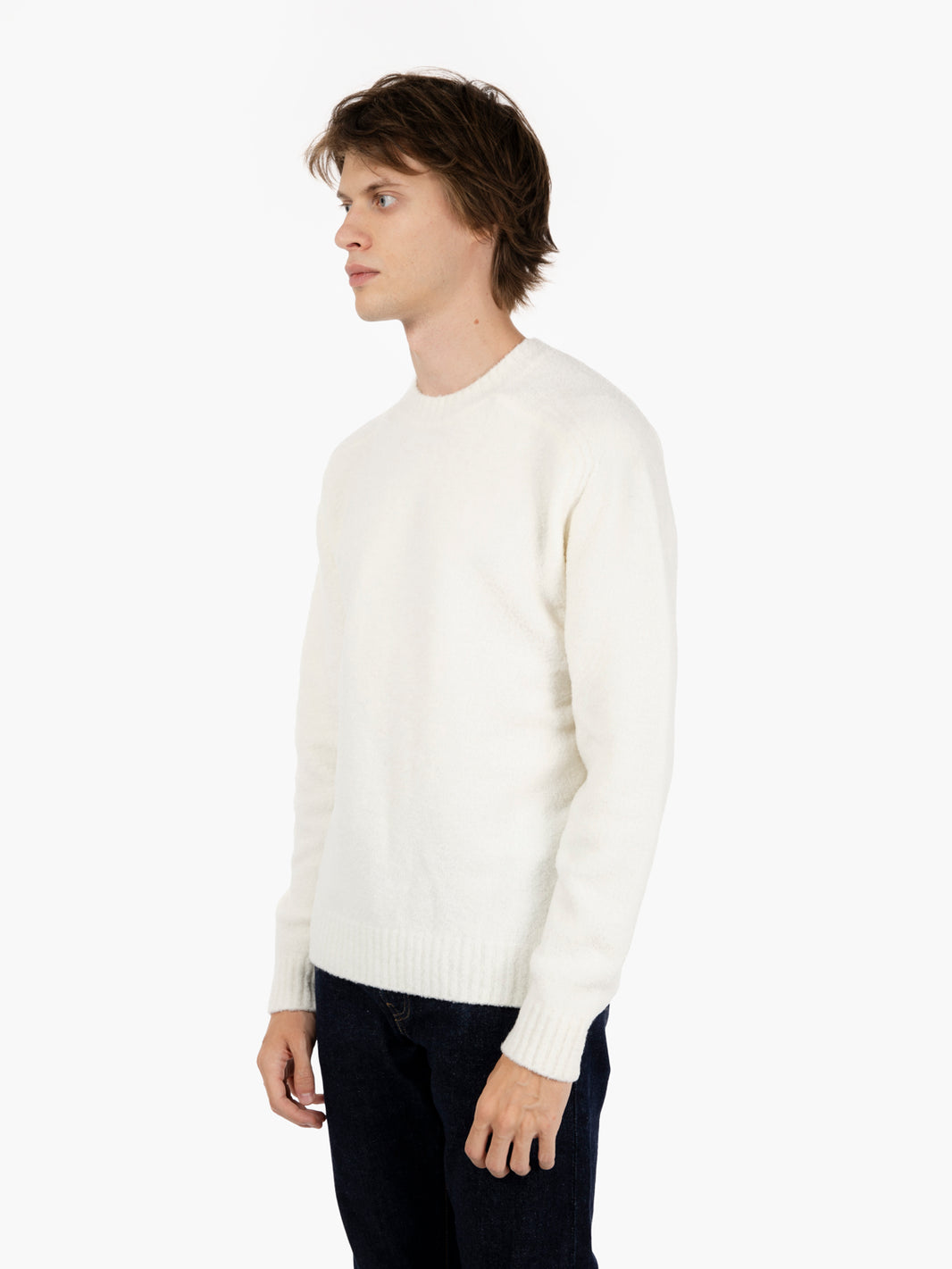 Maglione girocollo in misto lana panna