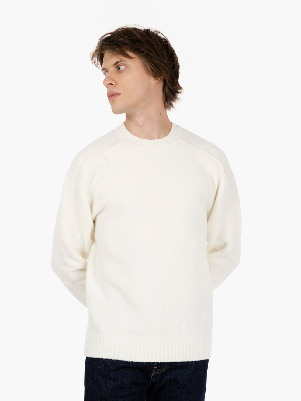 Maglione girocollo in misto lana panna