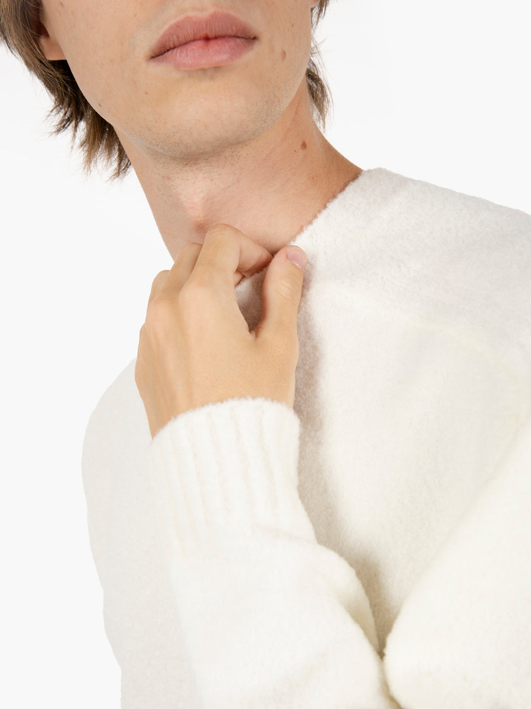Maglione girocollo in misto lana panna