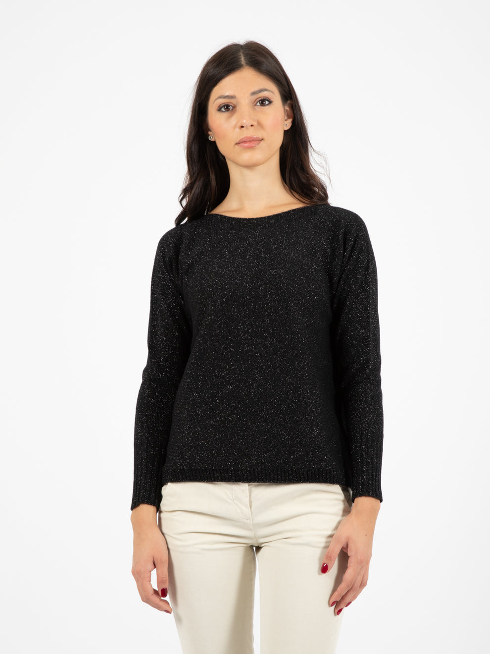 Black Lurex Crewneck Sweater