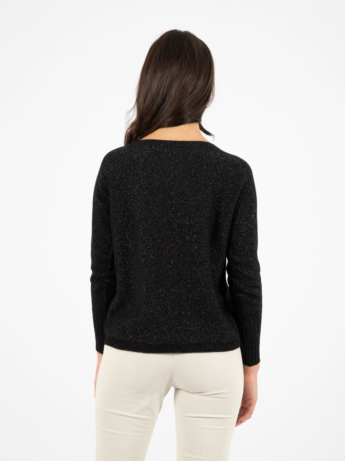 Black Lurex Crewneck Sweater