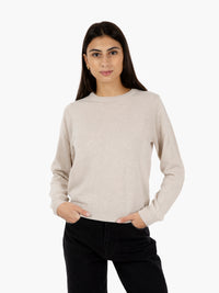 Beige merino crew neck sweater
