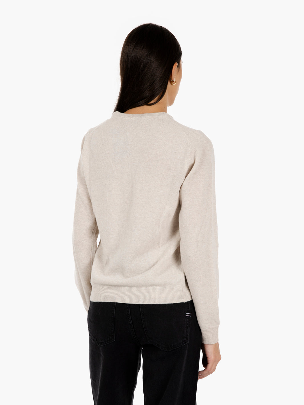 Beige merino crew neck sweater