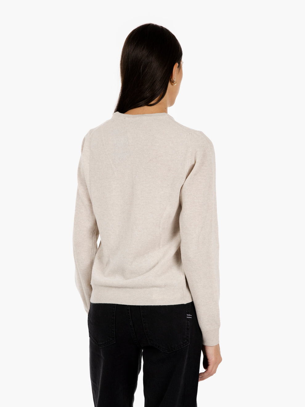 Beige merino crew neck sweater