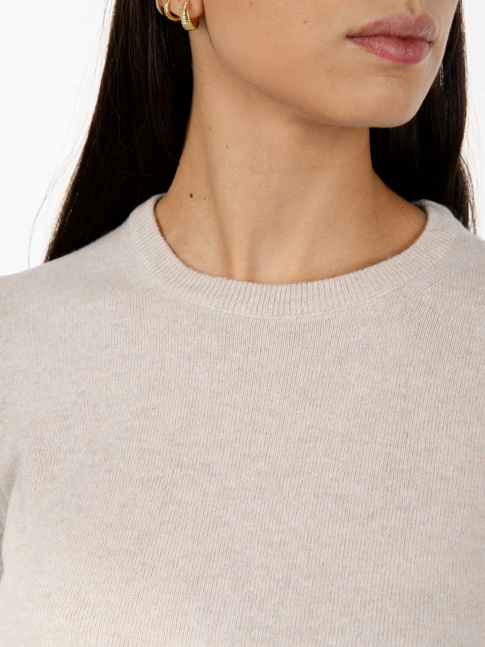Beige merino crew neck sweater