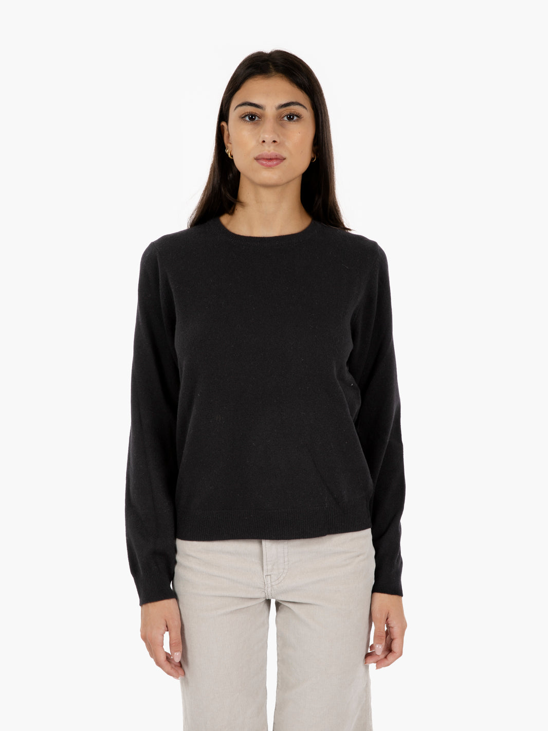 Black merino crew neck sweater