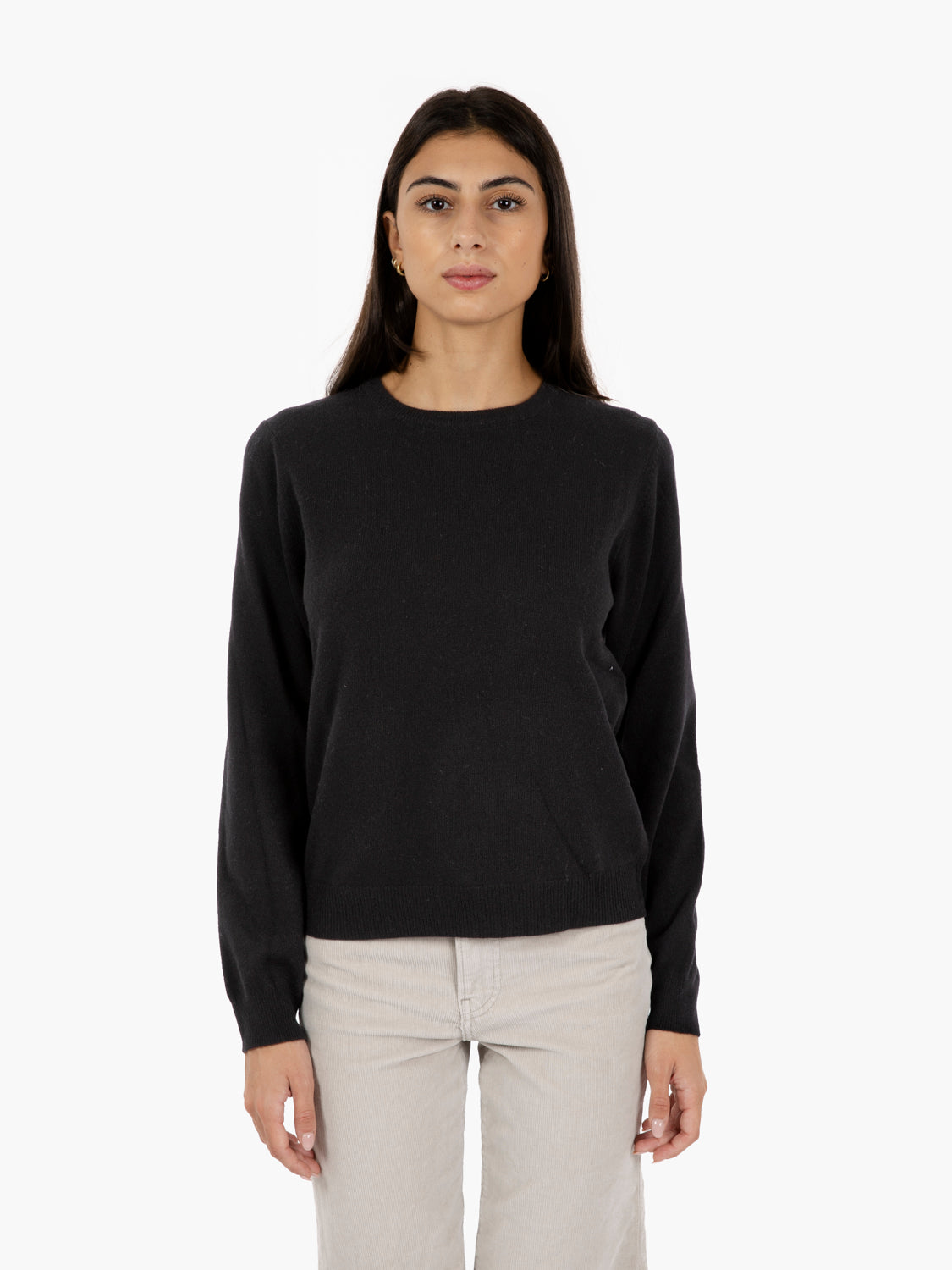 Black merino crew neck sweater