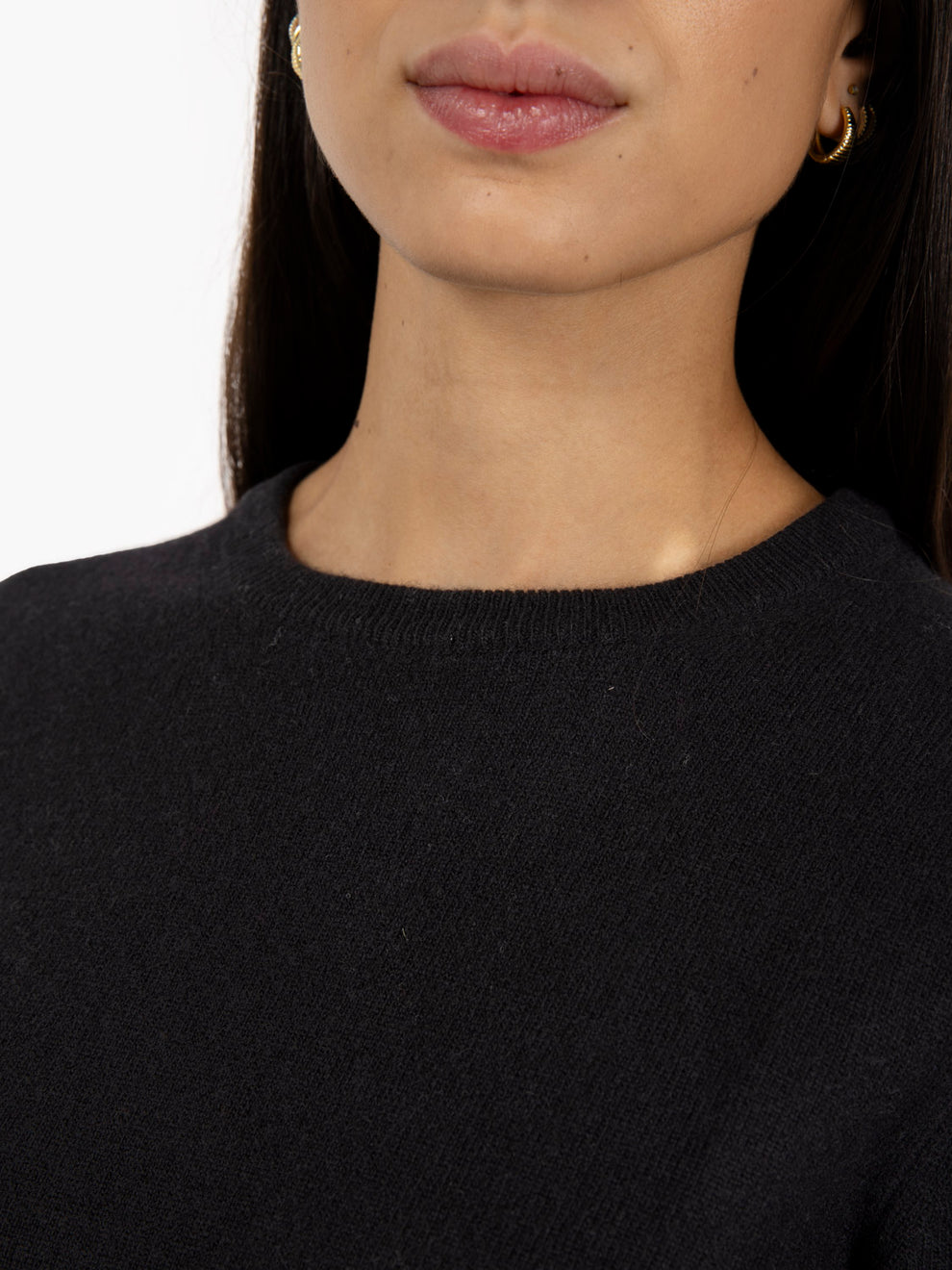 Black merino crew neck sweater