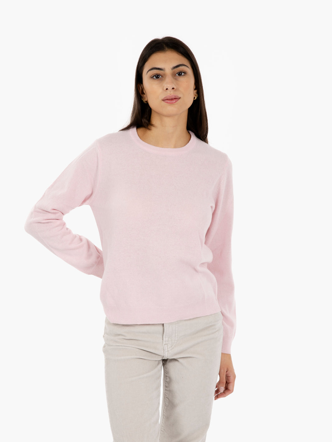 Pink merino crew neck sweater