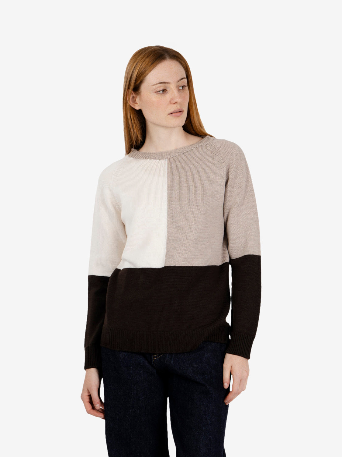 Maglione girocollo moro / beige