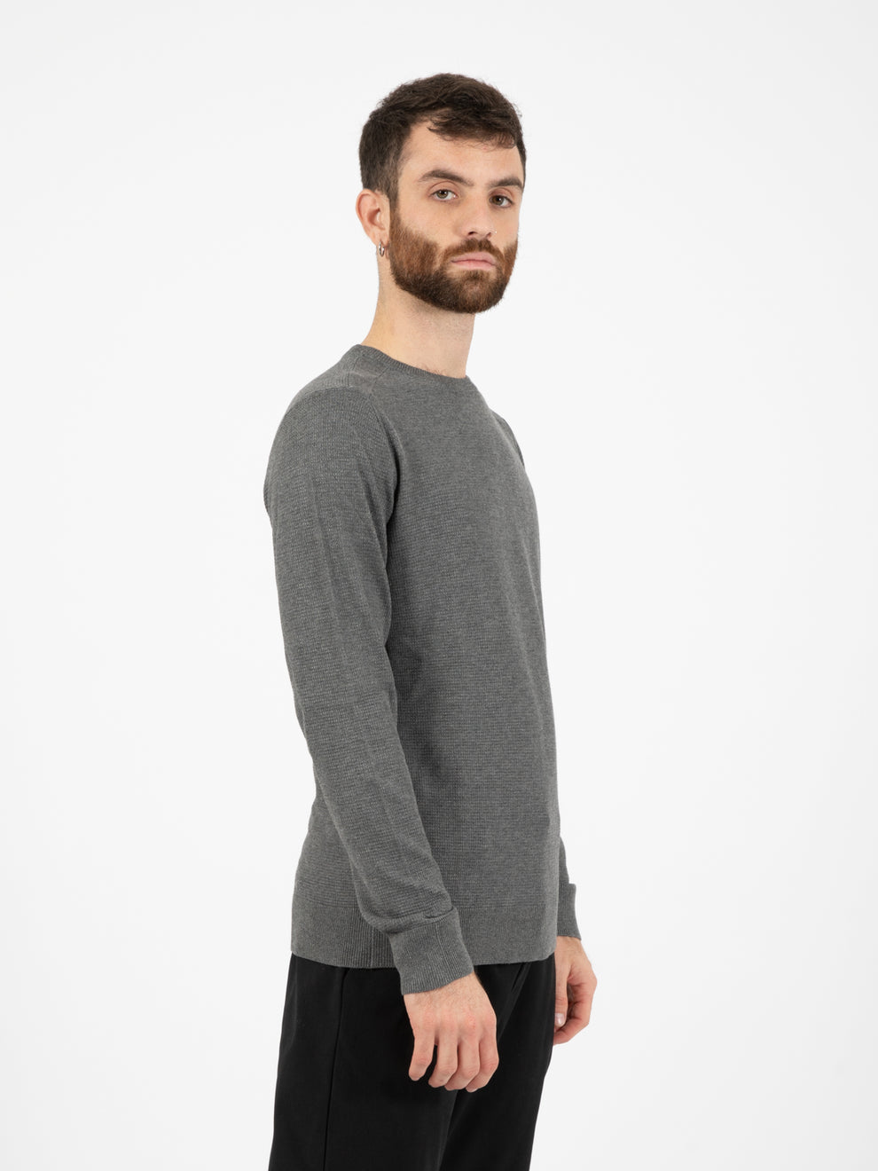 Smoke pique crewneck sweater
