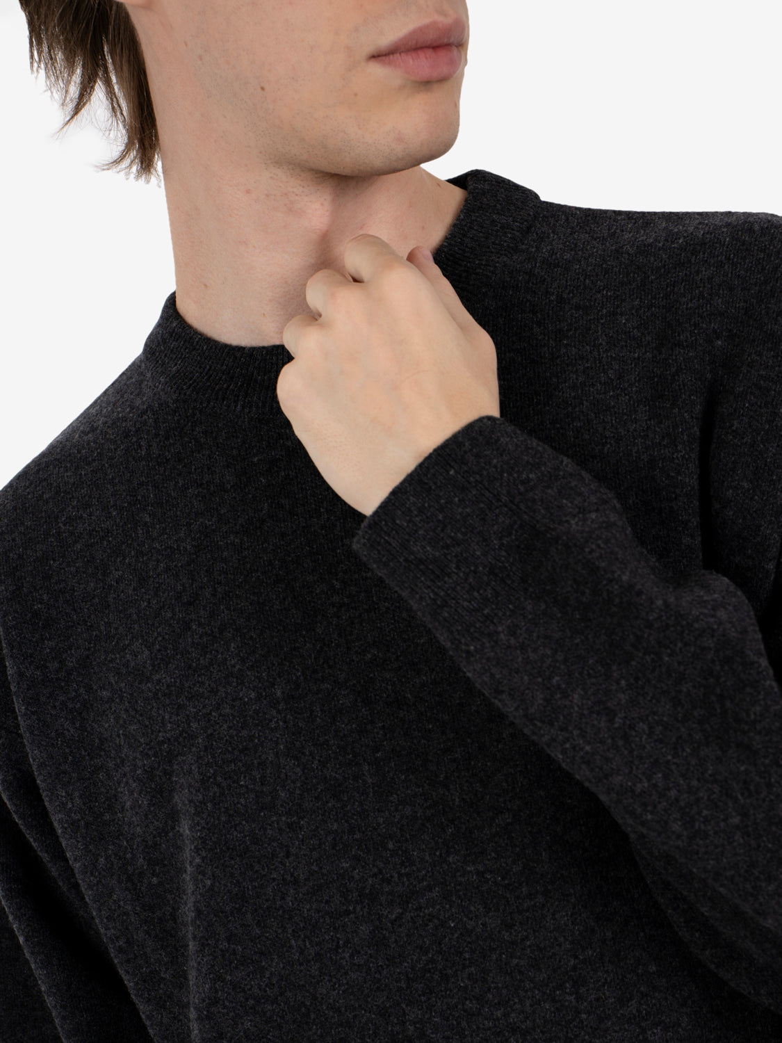 Maglione girocollo punto piquet antracite