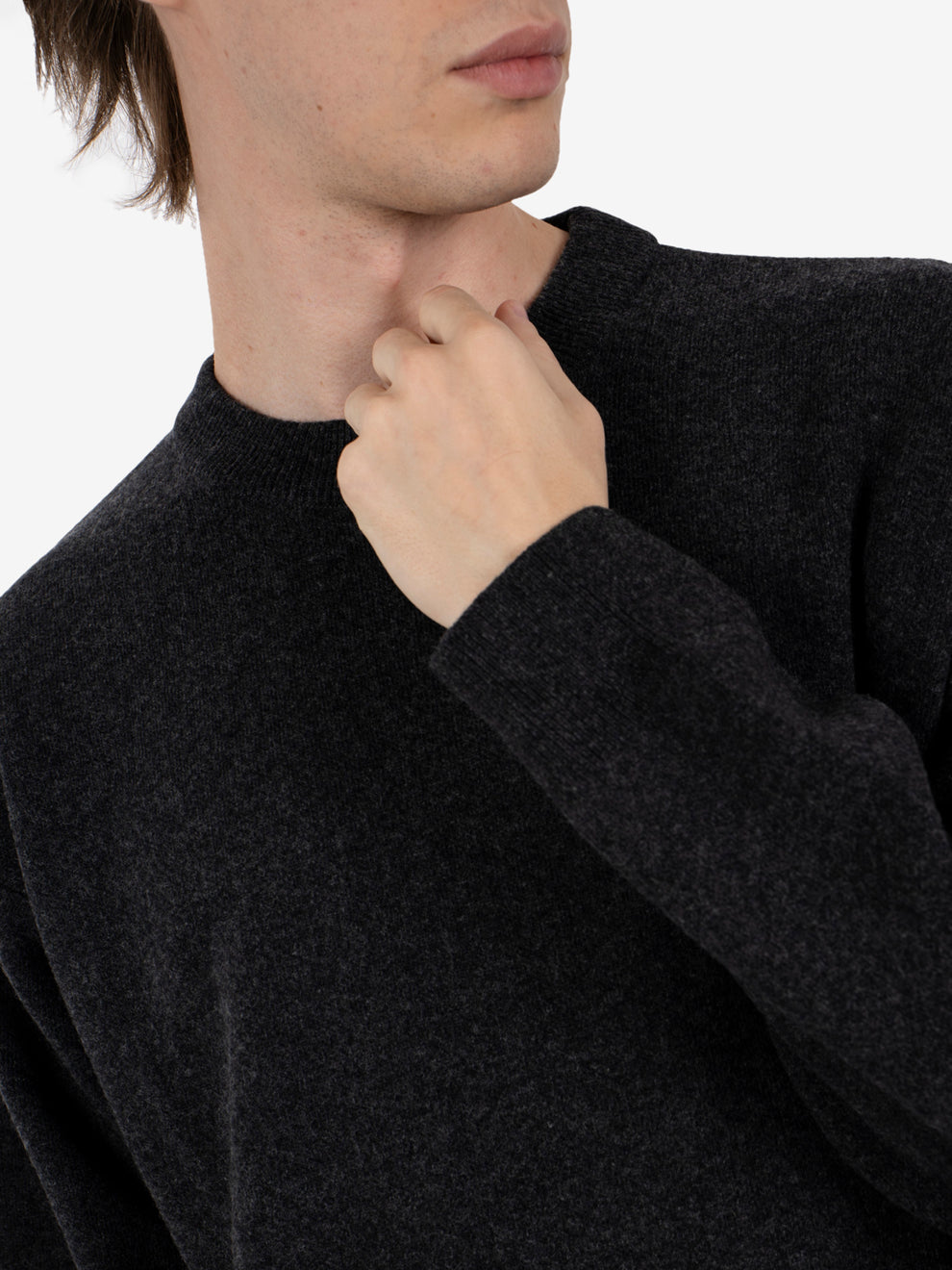 Maglione girocollo punto piquet antracite