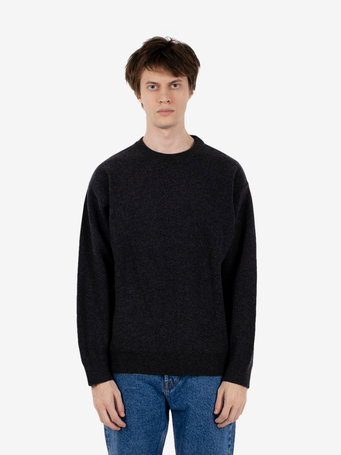 Maglione girocollo punto piquet antracite