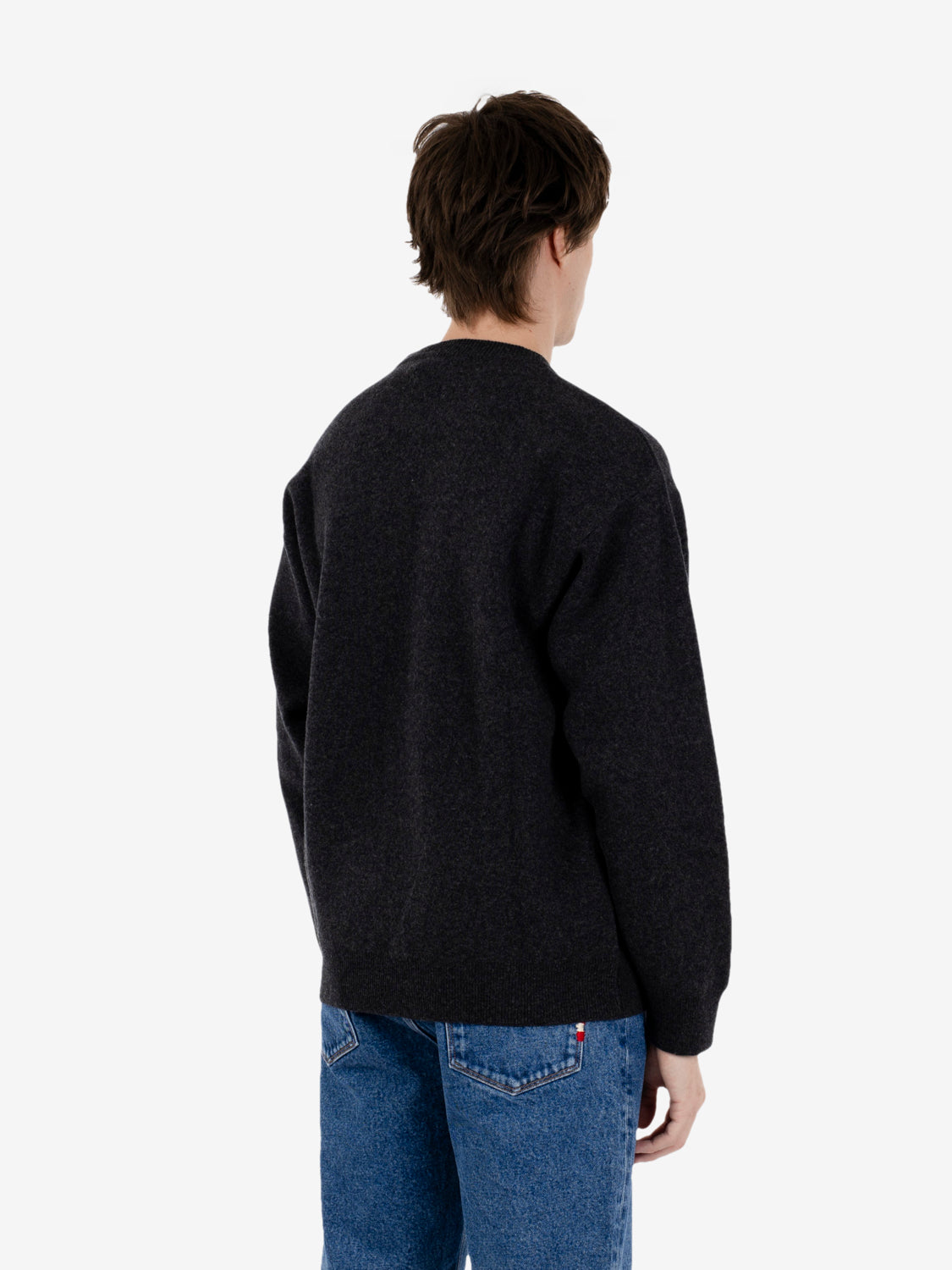 Maglione girocollo punto piquet antracite