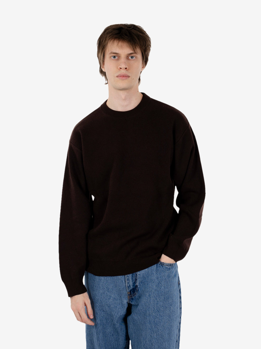 Maglione girocollo punto piquet moro