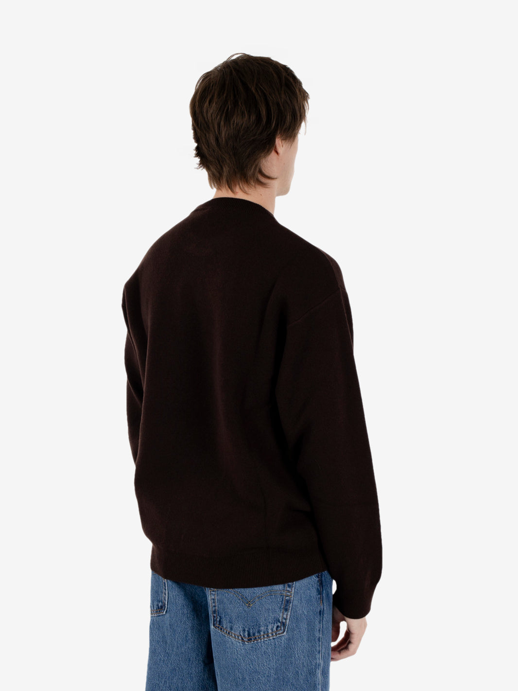 Maglione girocollo punto piquet moro