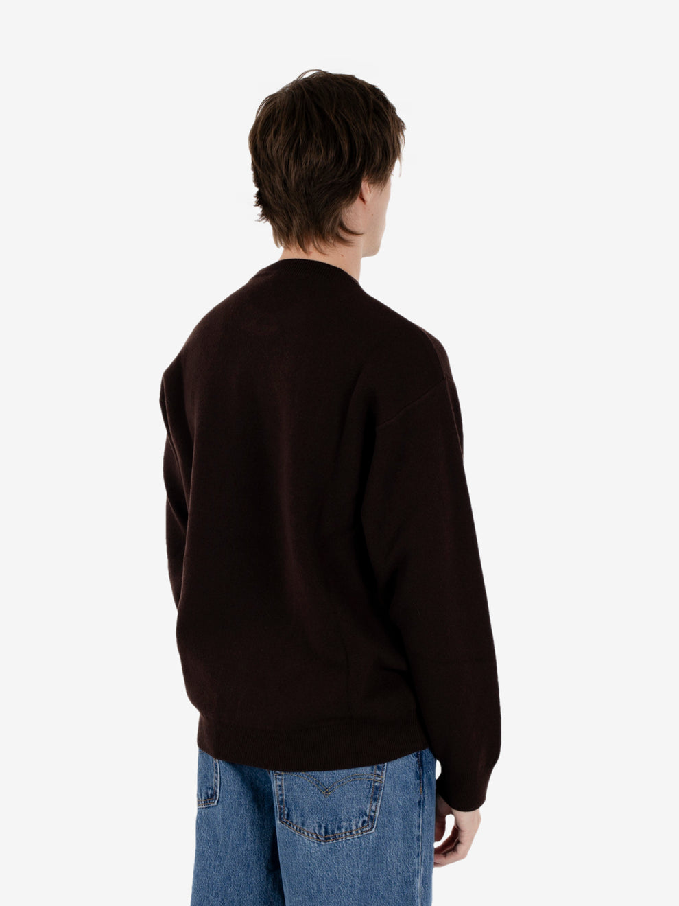Maglione girocollo punto piquet moro