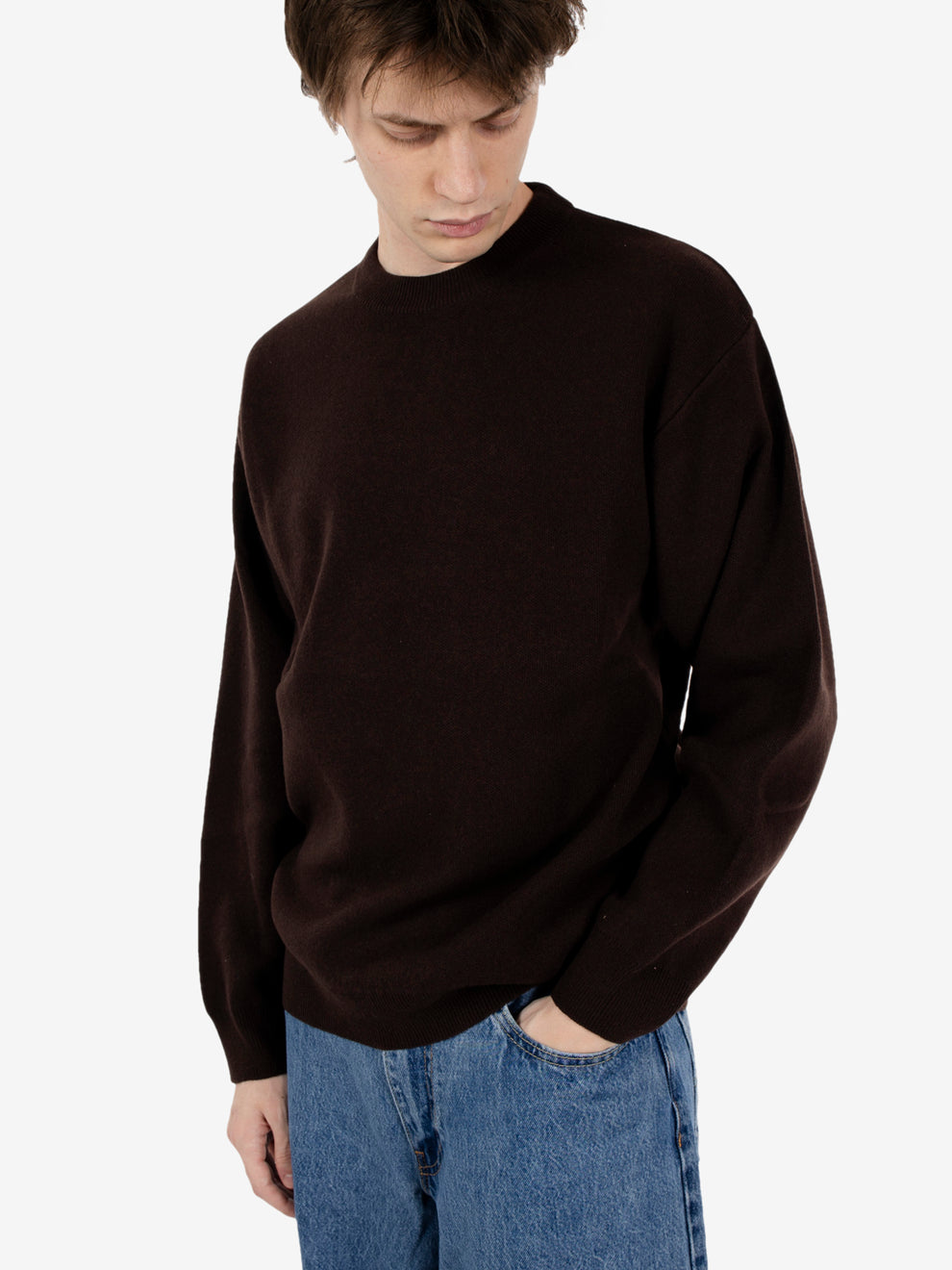 Maglione girocollo punto piquet moro