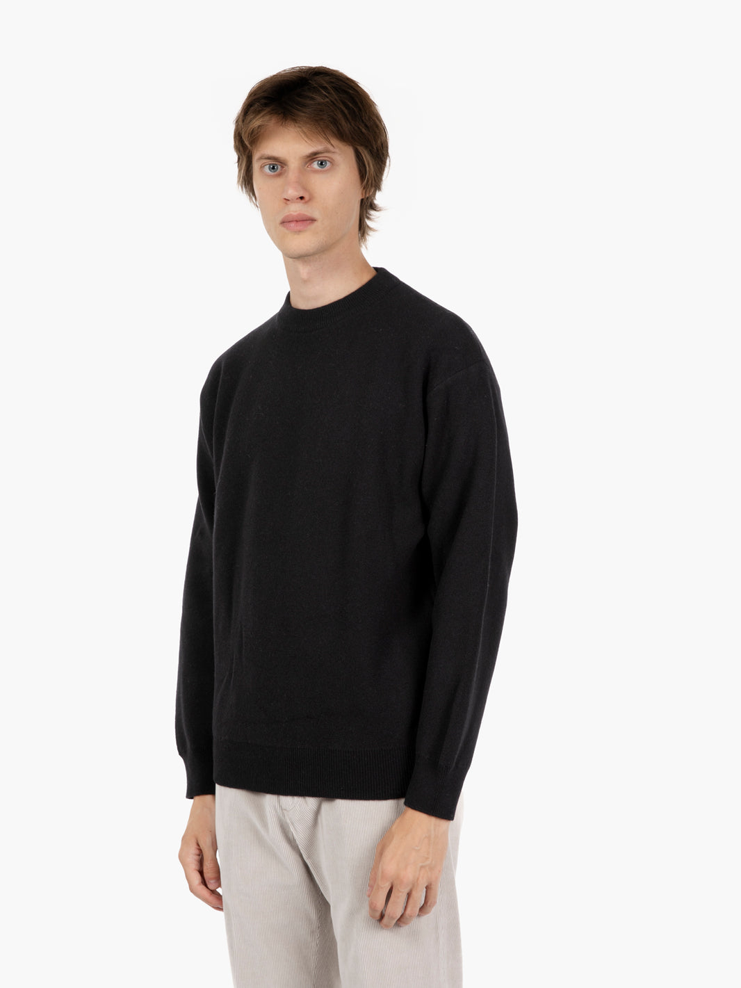 Maglione girocollo punto piquet nero