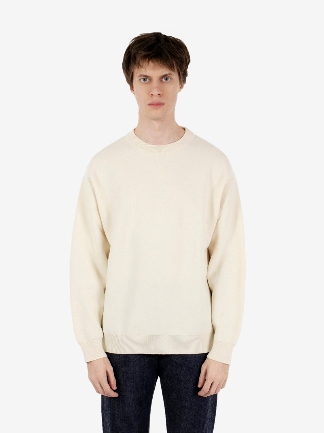 Maglione girocollo punto piquet panna