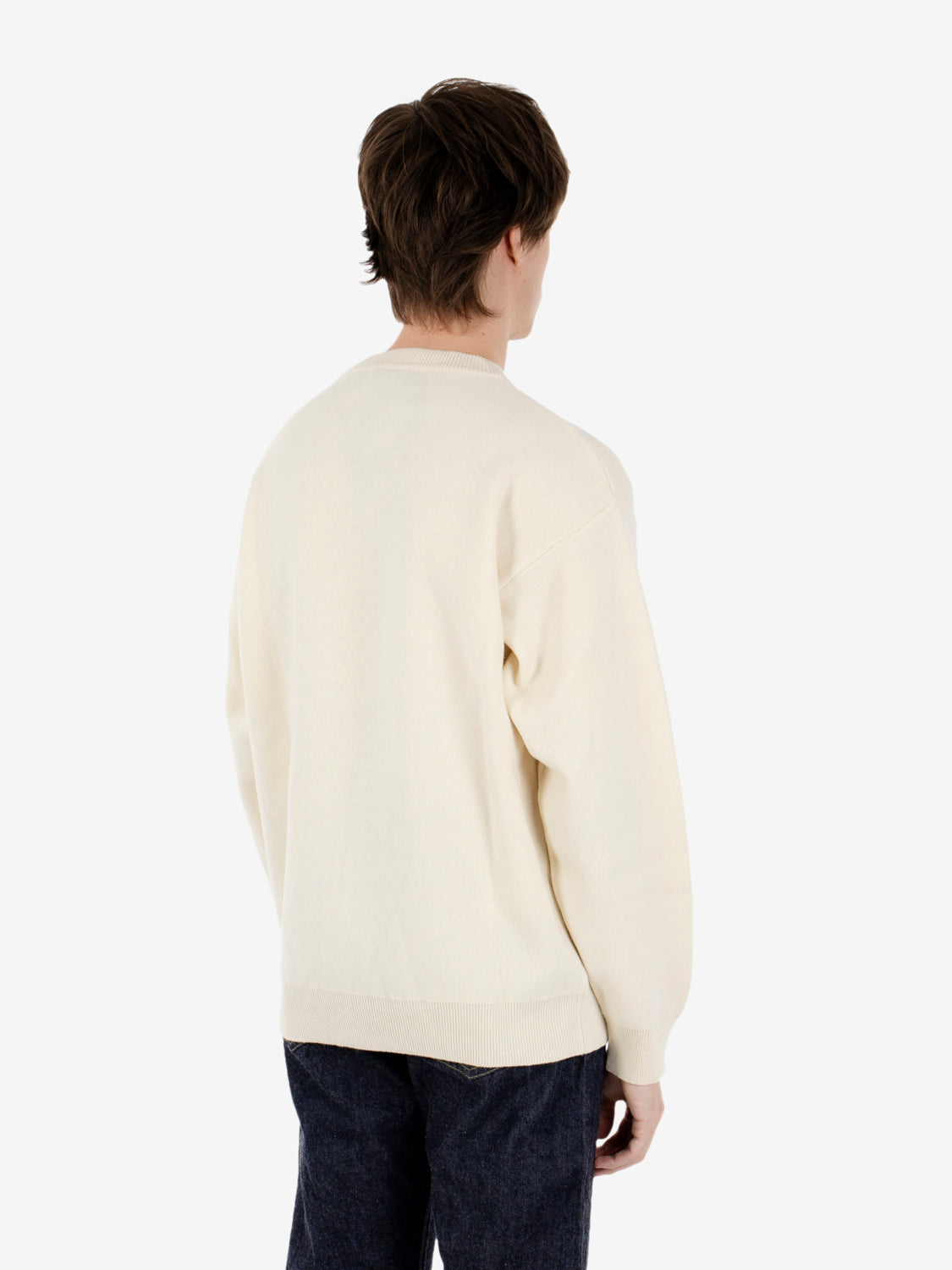 Maglione girocollo punto piquet panna