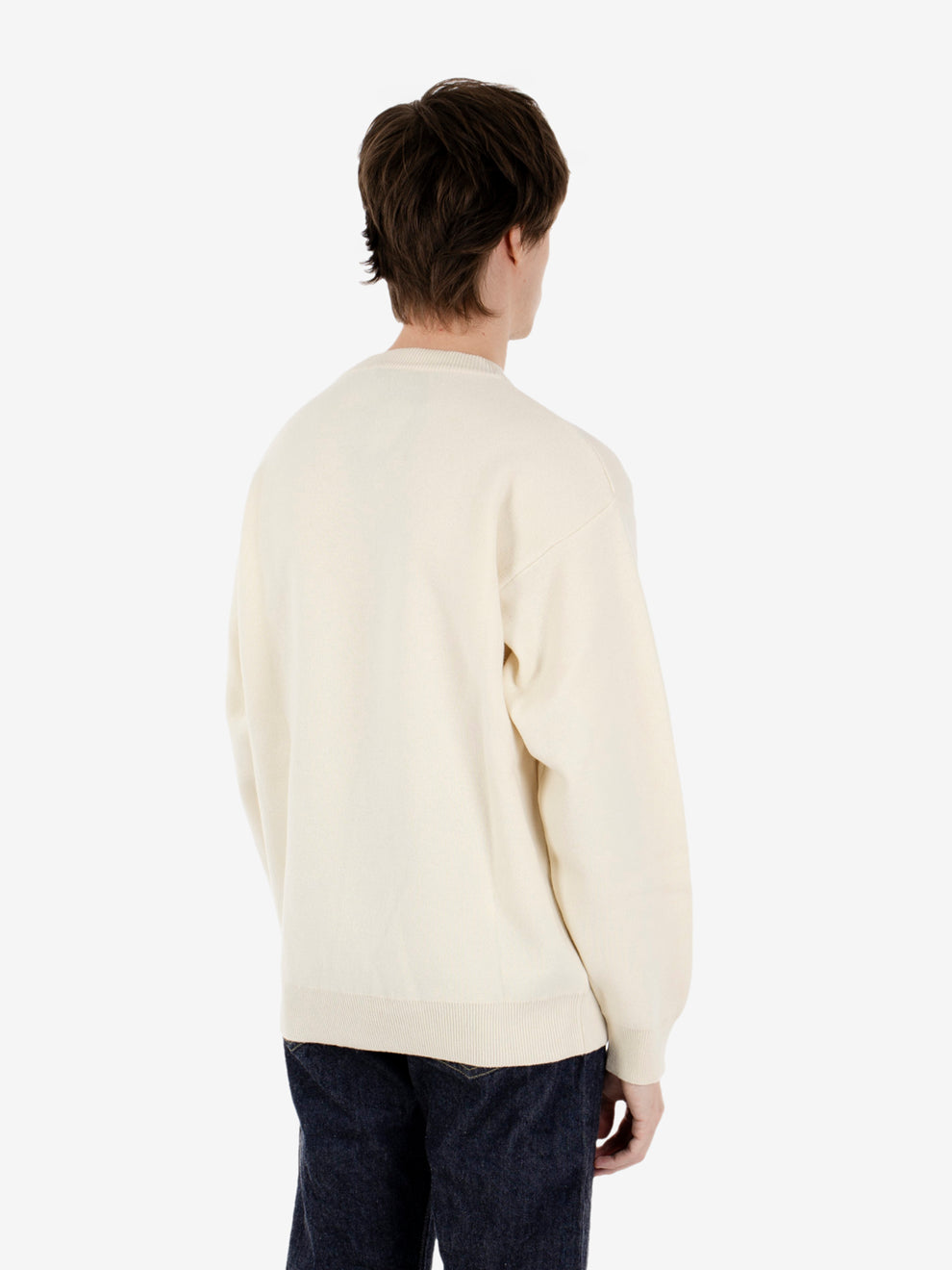 Maglione girocollo punto piquet panna