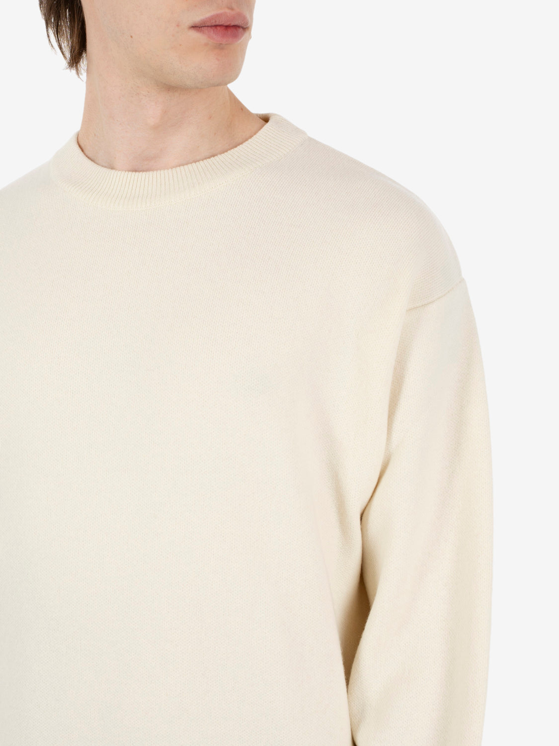 Maglione girocollo punto piquet panna