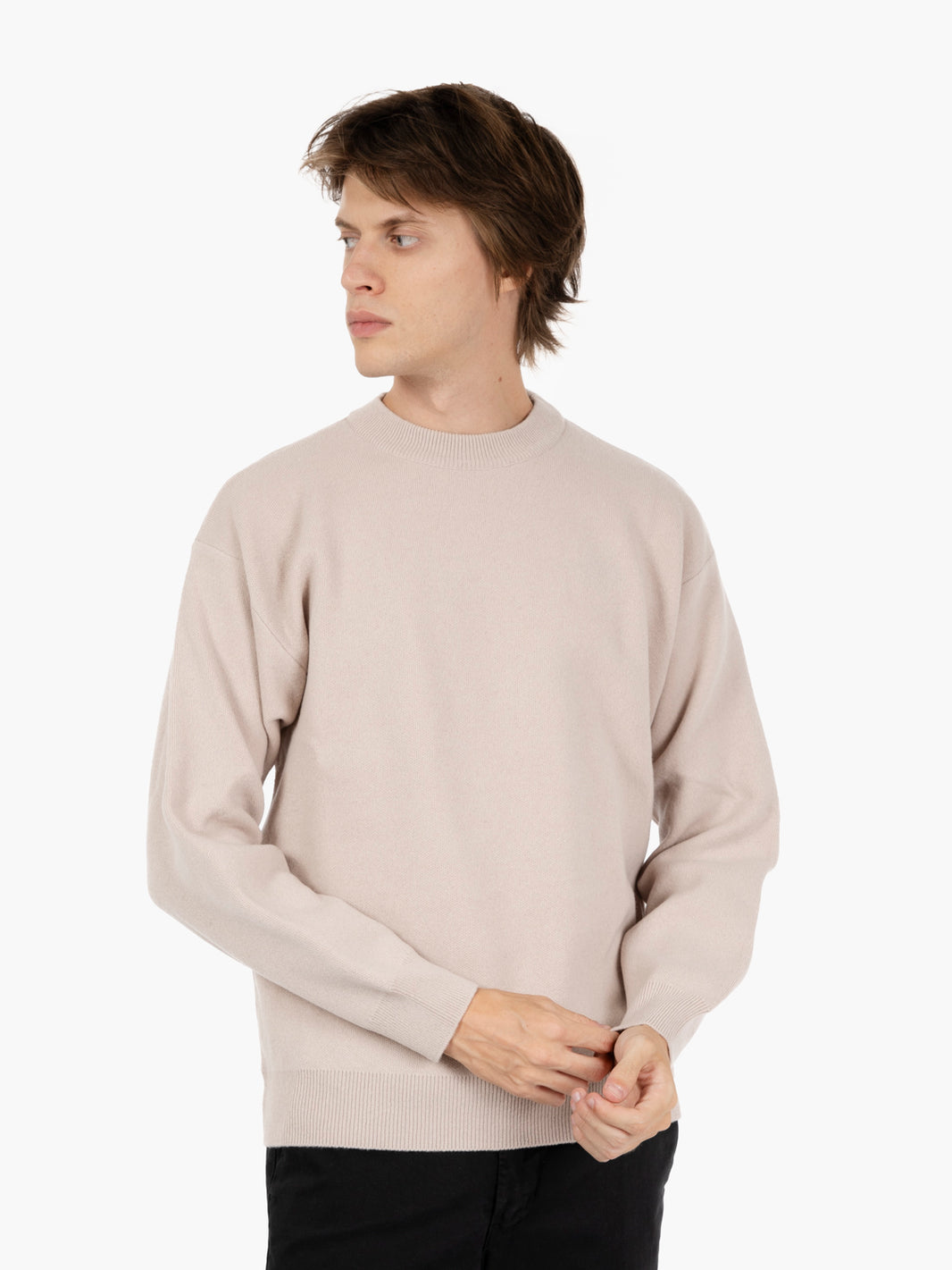 Maglione girocollo punto piquet spago