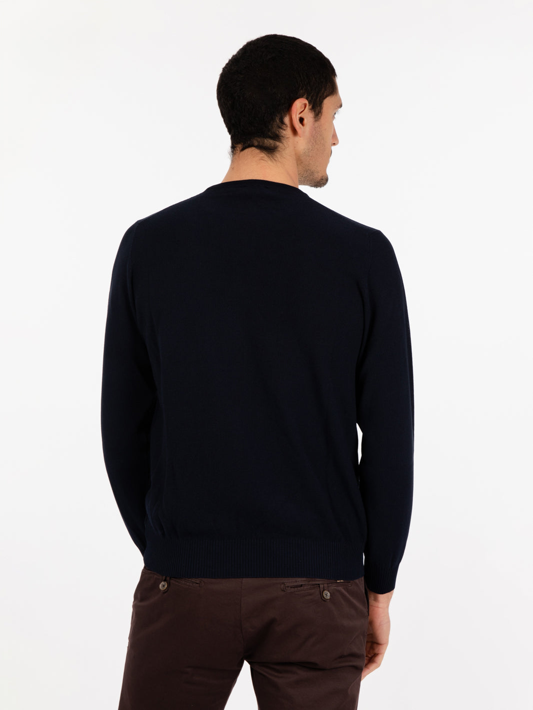 Maglione girocollo punto riso avio
