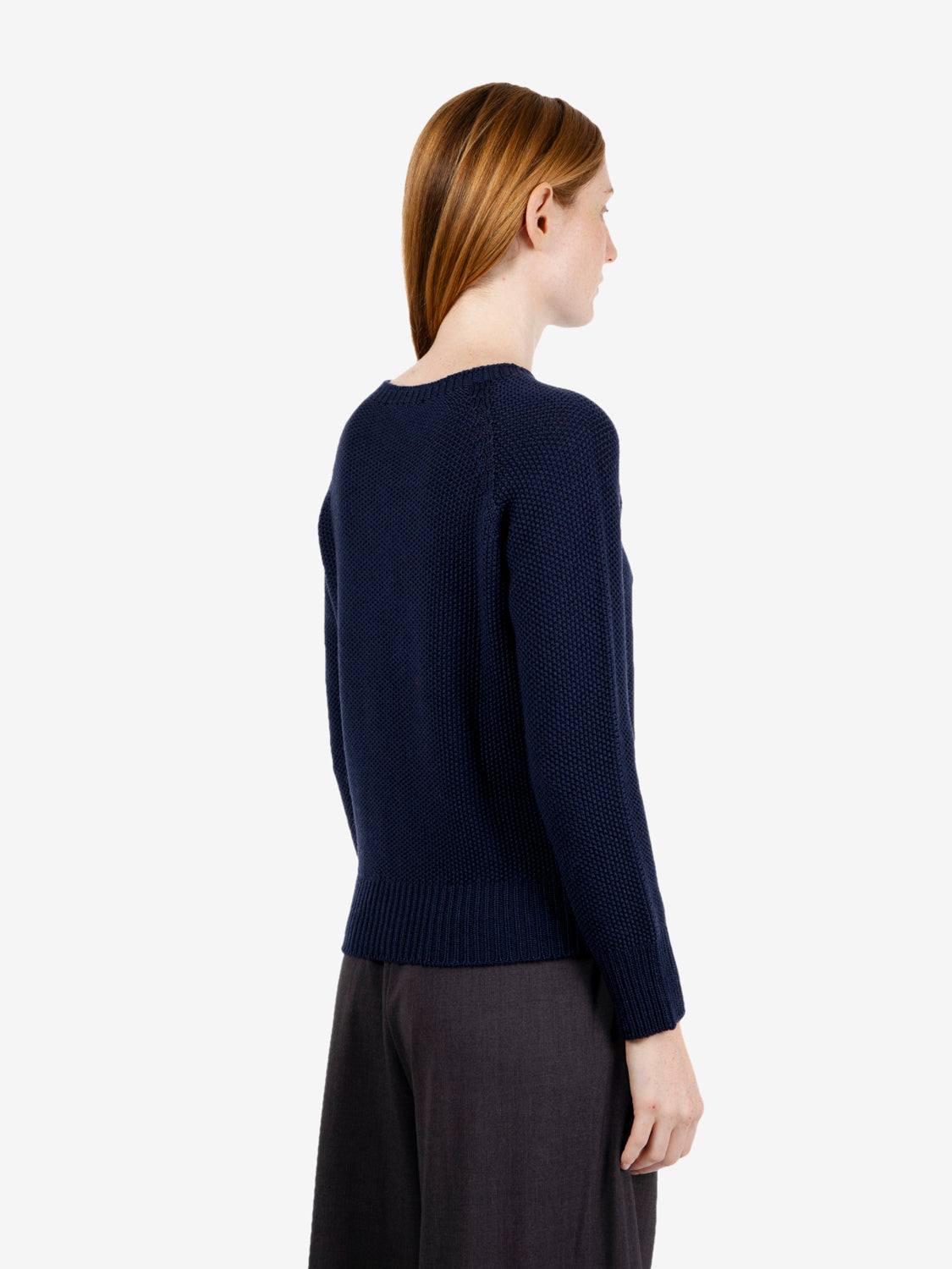 Maglione girocollo punto riso navy