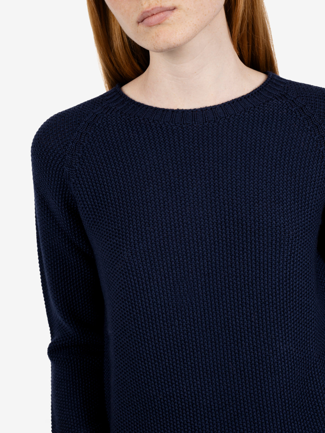 Maglione girocollo punto riso navy